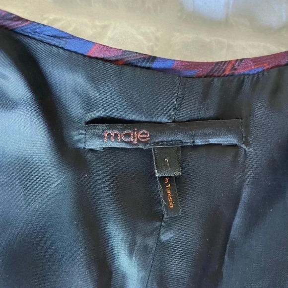 Maje silk printed shoulder pad mini dress - Picture 4 of 11